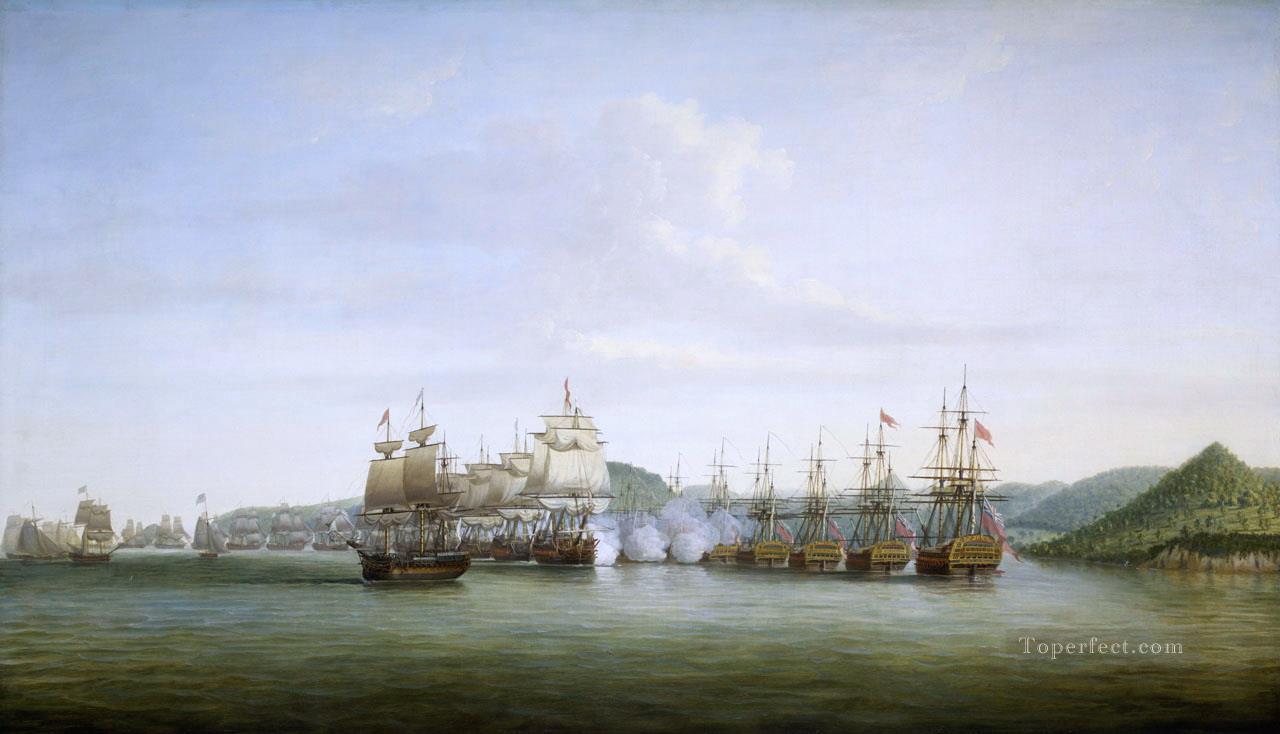 エスタンとバリントンの戦いのサント・リュシーの戦い 1778 年の海戦油絵